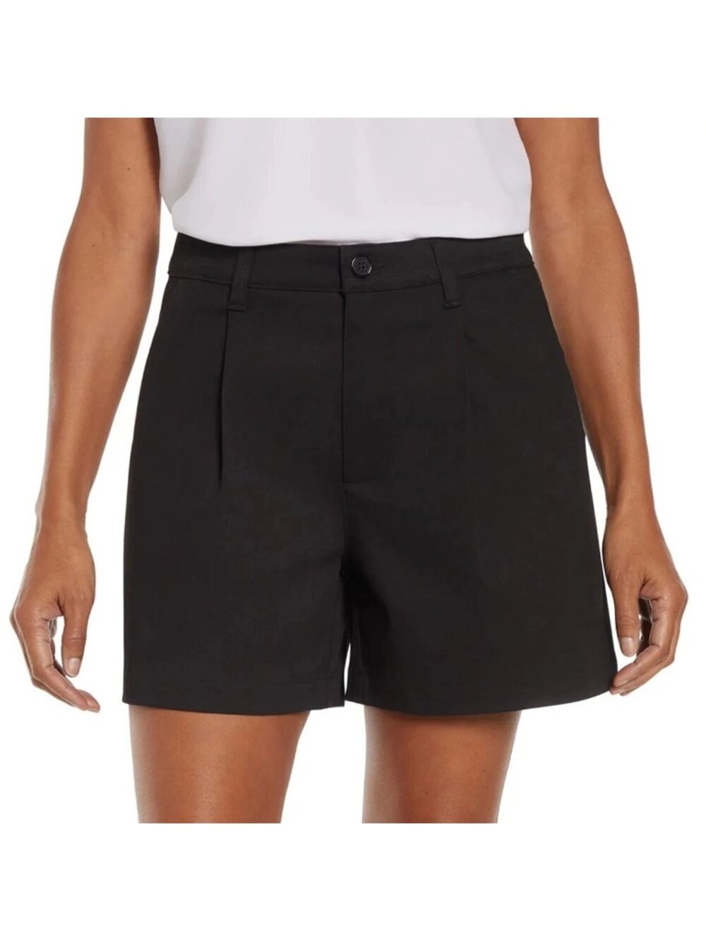NWT Banana Republic Women's 14 Black Pleat Front Chino Shorts